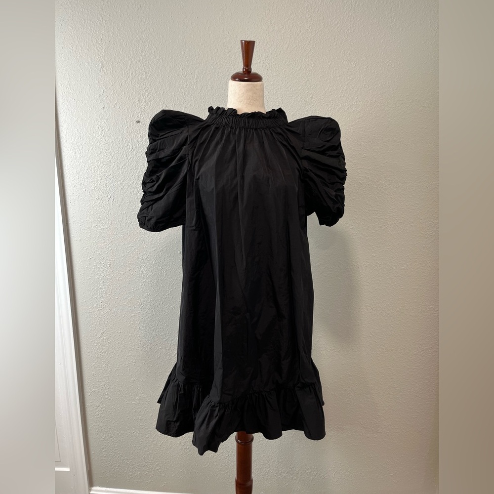 NWT Mud Pie Black Ruffle Mini Dress Size Small - Picture 2 of 5